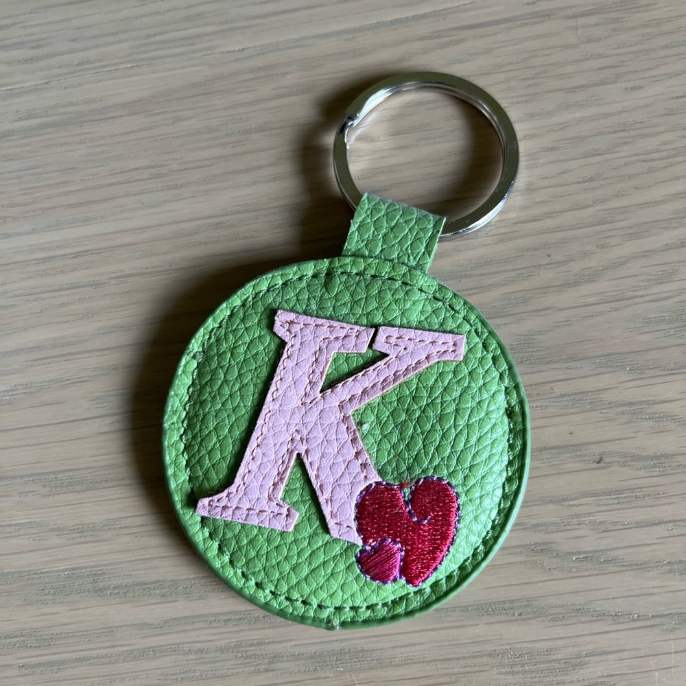 🆓 FREE w/ purchase 🆓 Green and Pink Leather “K” Keychain with Heart